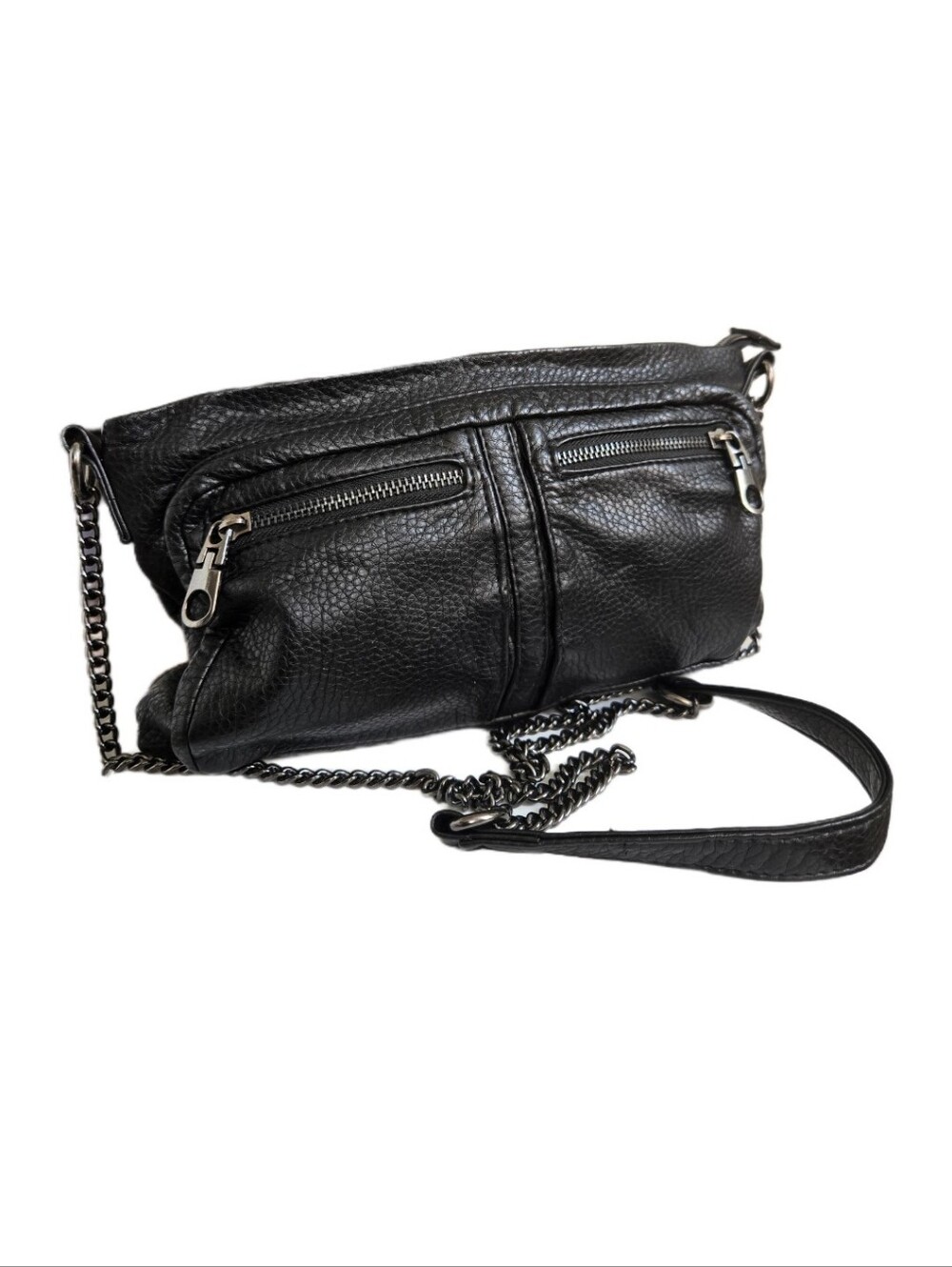 Nine West Black Leather Chain Strap Crossbody